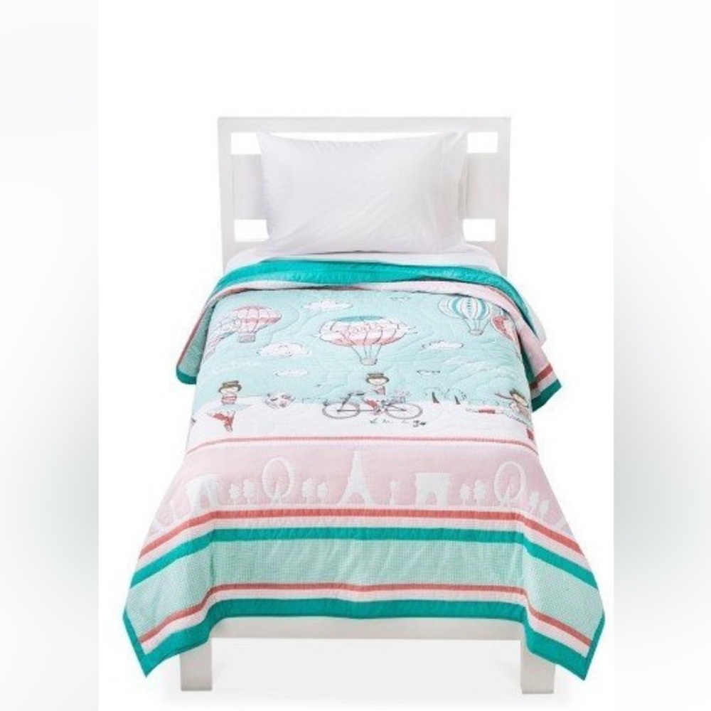 Circo Quilt Passport to Paris Ballerina Poodle Pink Green Twin Sz